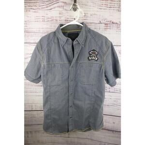 Harley-Davidson Men's Gray Short Sleeve Snap Down Shirt Patches Size L D6
